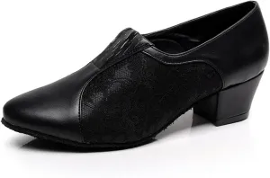 Minishion TQJ3002 Women's Slip-on Lace Tango Latin Ballroom Dance Shoes Evening Prom Pumps