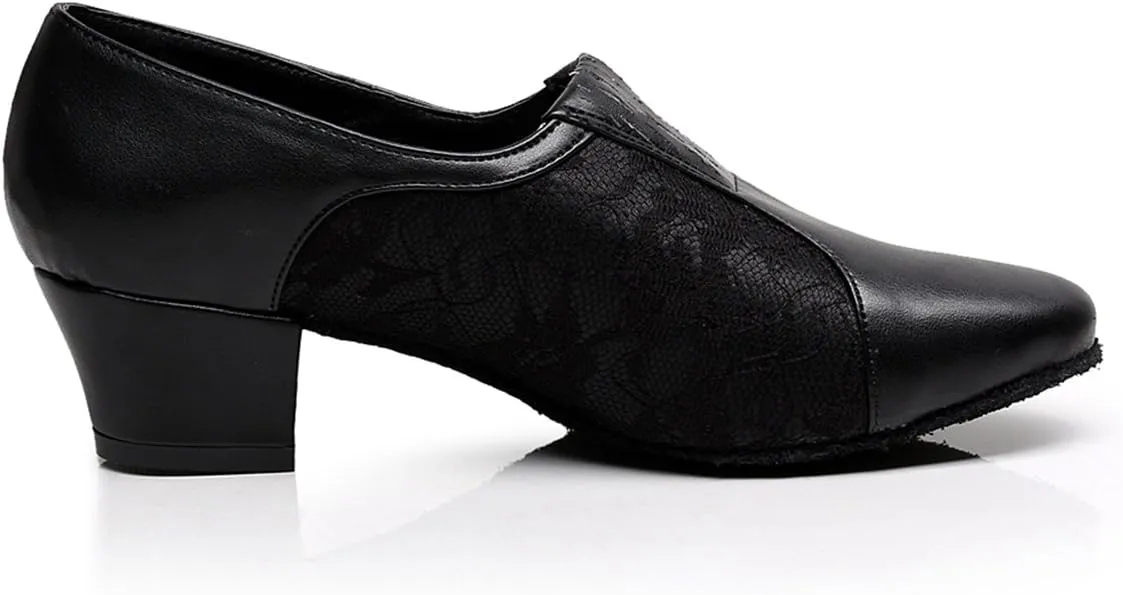 Minishion TQJ3002 Women's Slip-on Lace Tango Latin Ballroom Dance Shoes Evening Prom Pumps