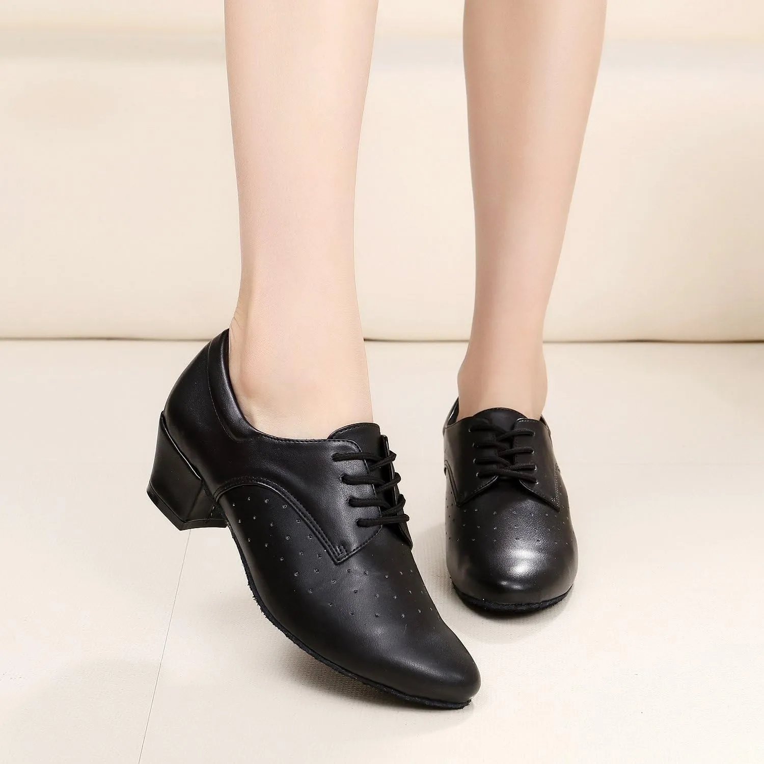 Minishion TQJ3004 Women's Low Heel Synthetic Tango Latin Ballroom Dance Shoes Evening Prom Pumps