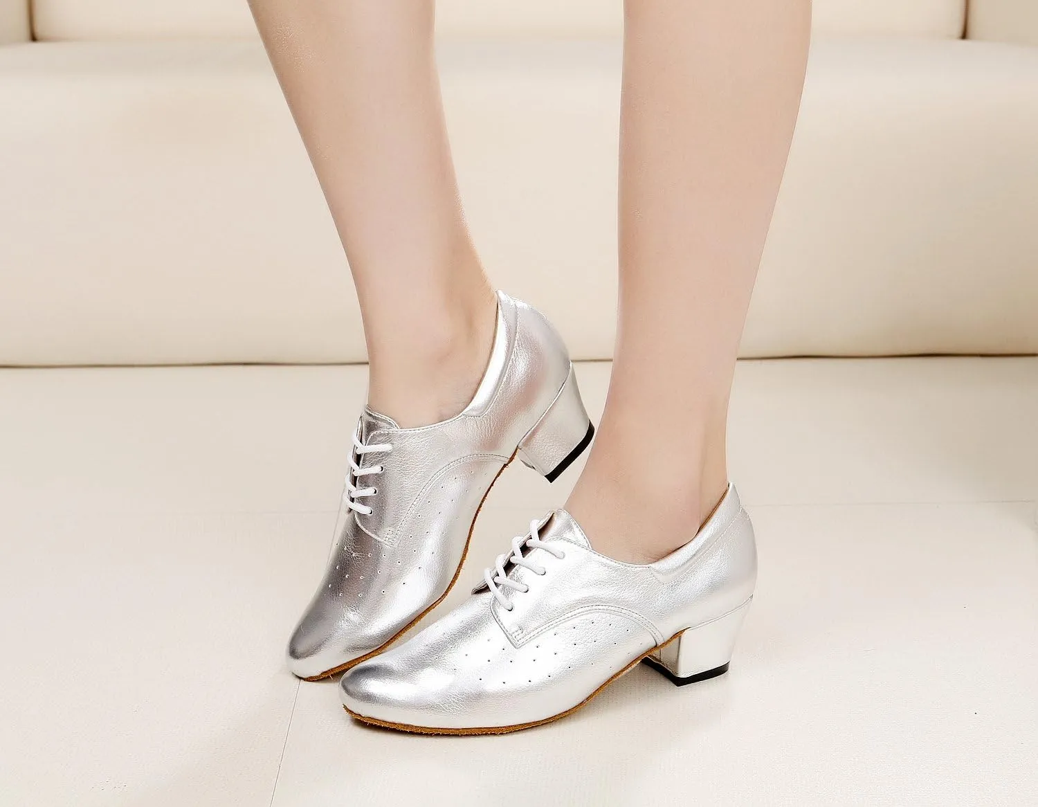 Minishion TQJ3004 Women's Low Heel Synthetic Tango Latin Ballroom Dance Shoes Evening Prom Pumps