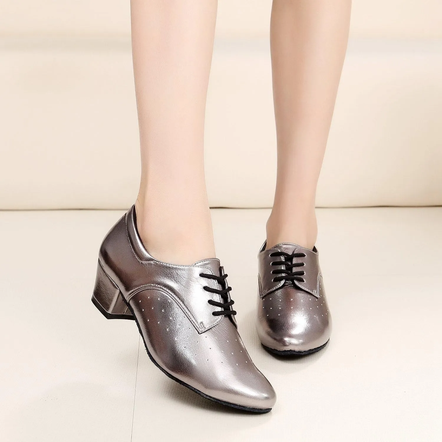 Minishion TQJ3004 Women's Low Heel Synthetic Tango Latin Ballroom Dance Shoes Evening Prom Pumps