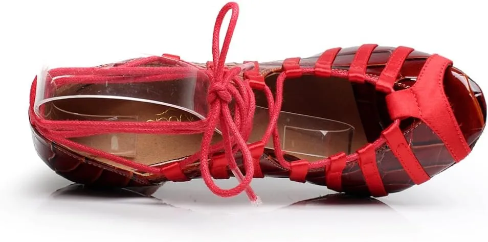 Minishion Women's Ankle Lace-up Strappy Latin Dance Shoes Party Evening Sandals