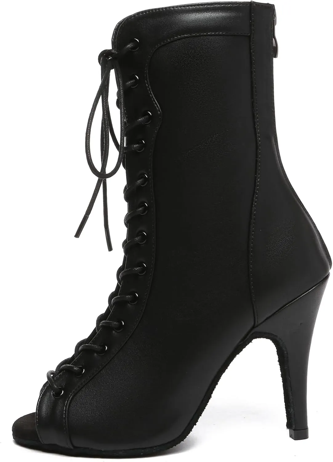 Minishion Womens Ballroom Dance Boot Lace-Up Peep Toe Prom Ankle Sandals Shoes