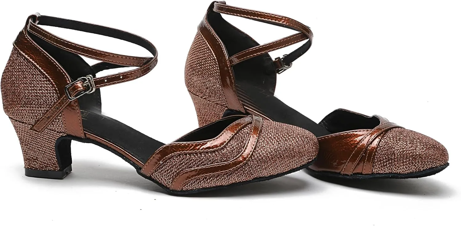 Minishion Women's Glitter Ballroom Latin Dancing Shoes Party Wedding Heels