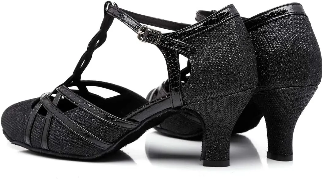 Minishion Women's Glitter Ballroom Latin Dancing Shoes Party Wedding Heels