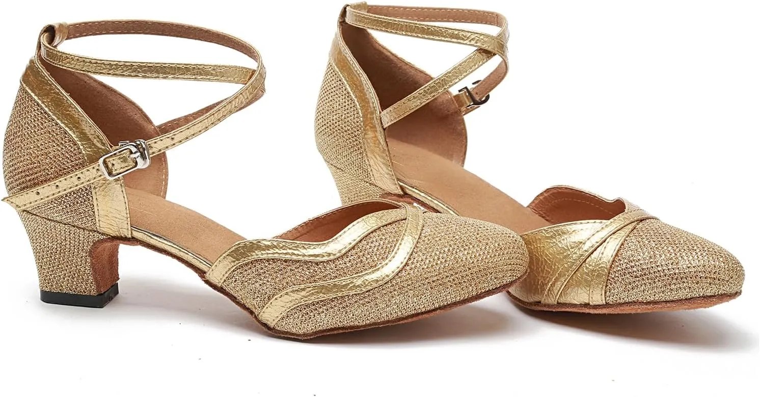 Minishion Women's Glitter Ballroom Latin Dancing Shoes Party Wedding Heels