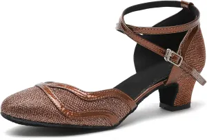 Minishion Women's Glitter Ballroom Latin Dancing Shoes Party Wedding Heels