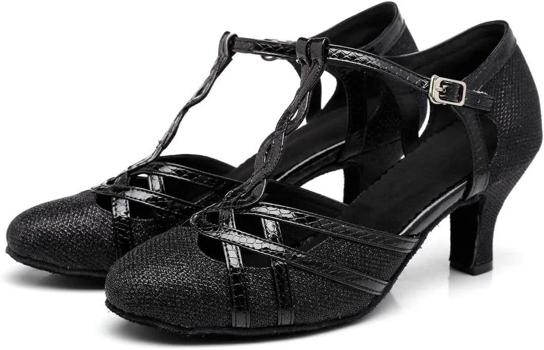 Minishion Women's Glitter Ballroom Latin Dancing Shoes Party Wedding Heels