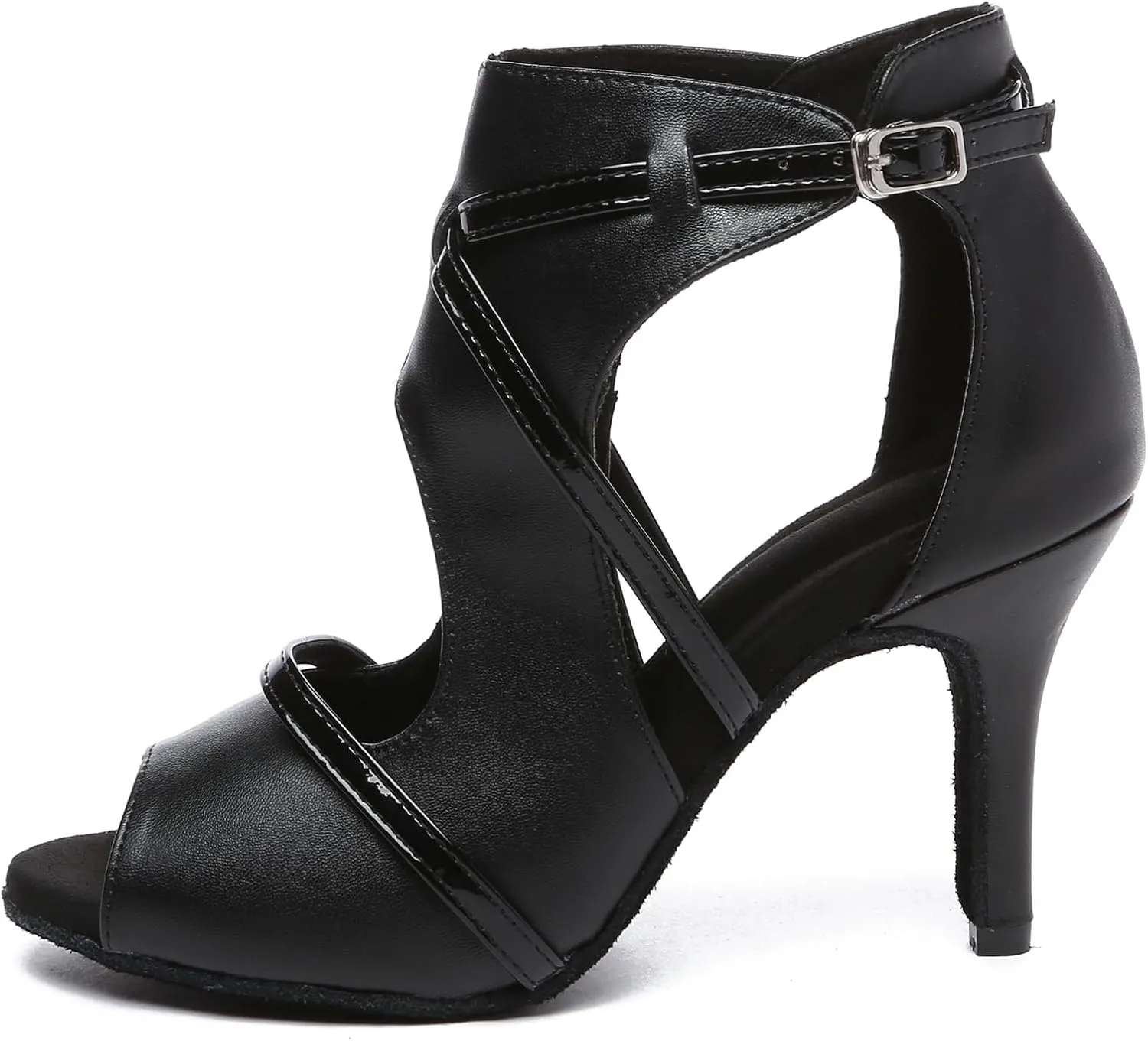 Minishion Womens Salsa Dance Shoes Cut-Out Ballroom Dancing Sandals Evening Heels L585