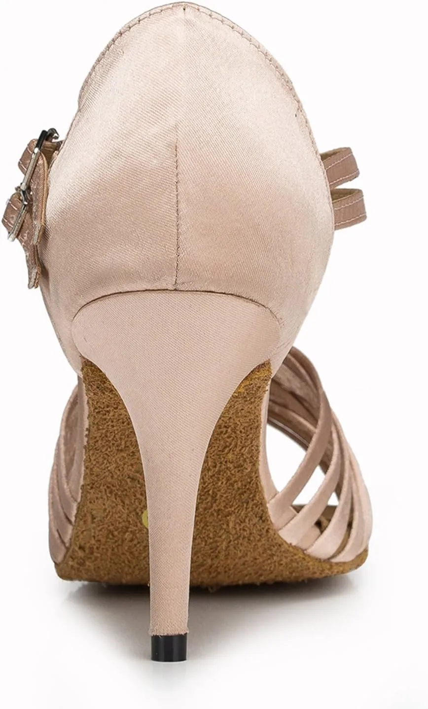 Minishion Women's Satin Latin Ballroom Dance Shoes Wedding Evening Sandals