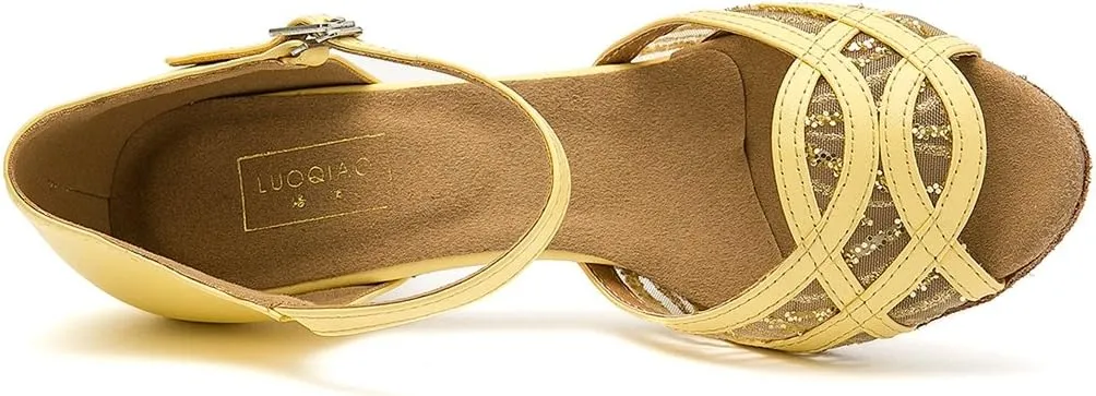 Minishion Women's Strappy Fashion Mesh Latin Salsa Dance Shoes Evening Sandals