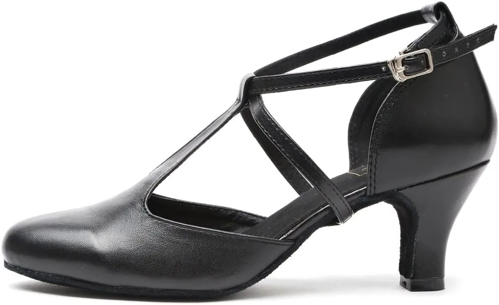 Minishion Women's T-Strap Ballroom Latin Salsa Dancing Shoes Bridal Wedding Pumps