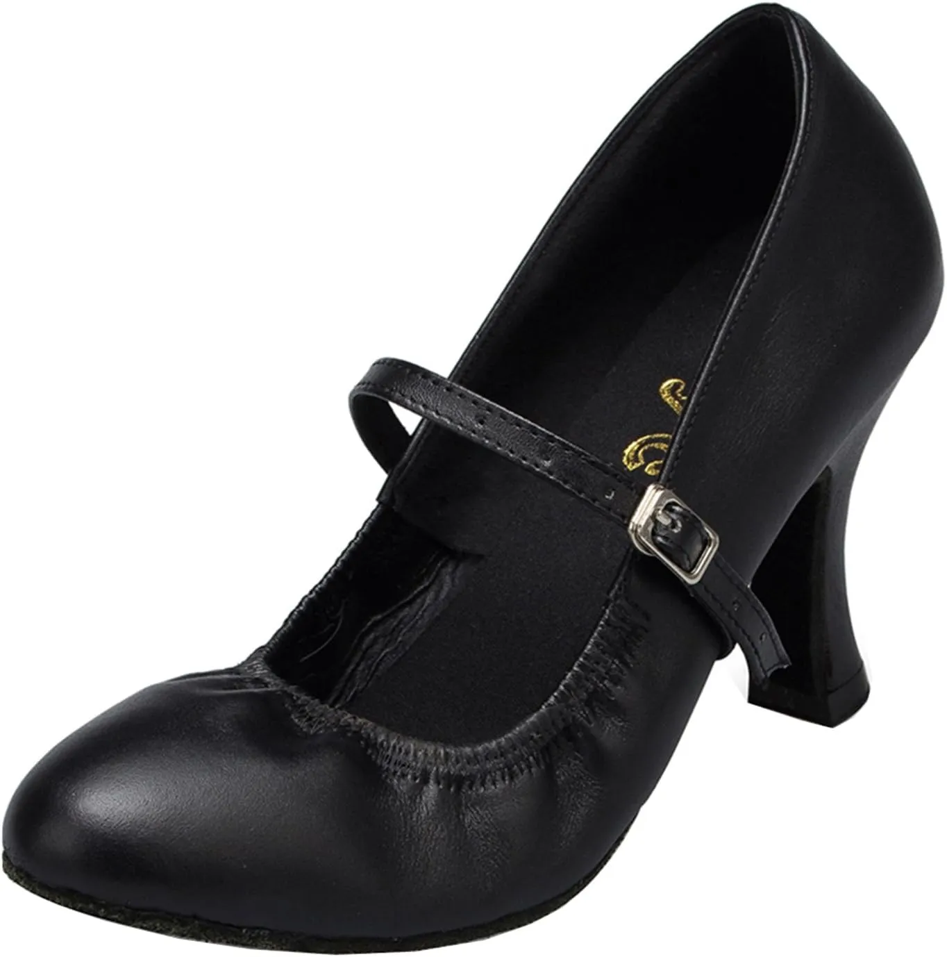 Minishion Women's TH142 Mary Jane Leather Wedding Ballroom Latin Taogo Dance Pumps Shoes