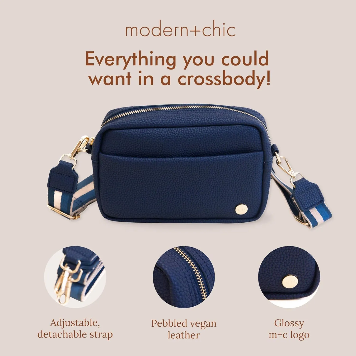 Modern Chic Crossbody Bags for Women - Willow Convertible Crossbody Purse, Vegan Leather Shoulder or Belt Bag with Strap