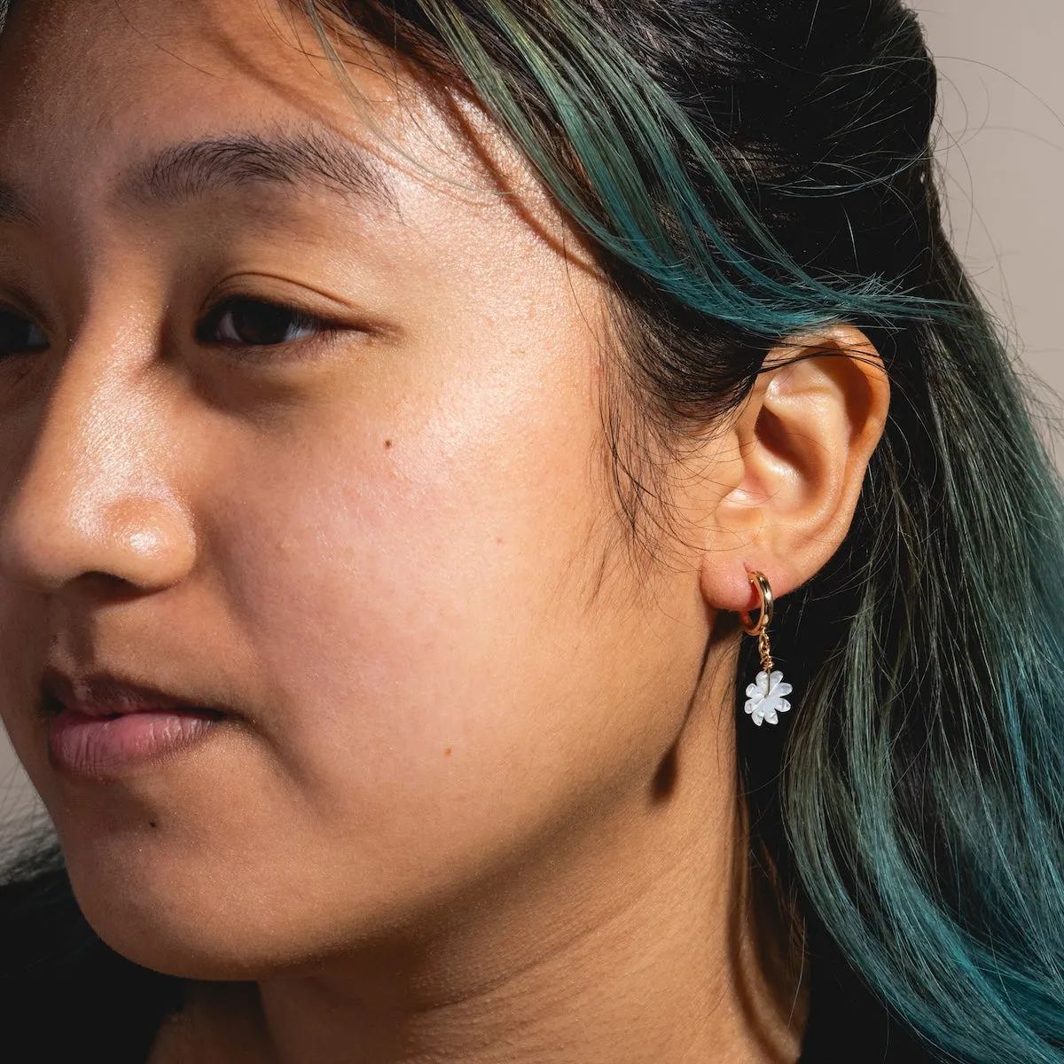Mother of Pearl Flower Hoops