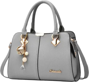 Multi Pocket Shoulder Bags for Woman Lightweight Quilted Leather Handbags for Women Nylon Quilted Shoulder Purse(Grey)