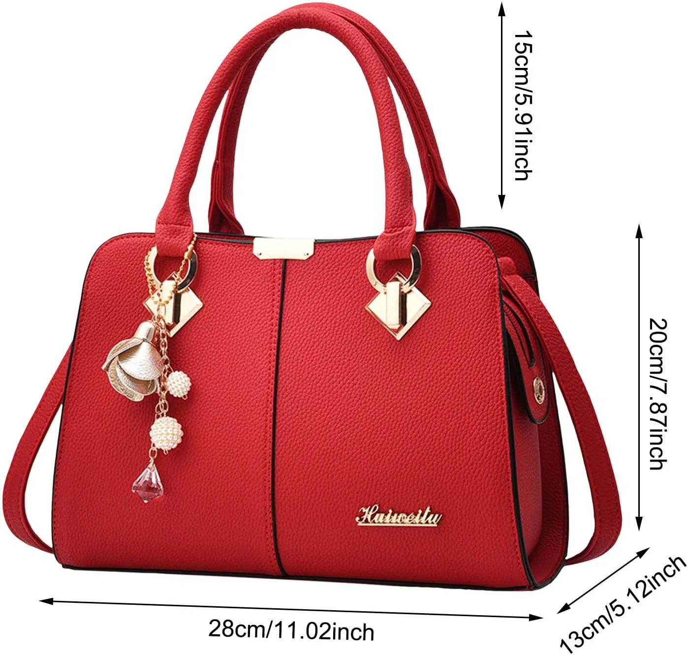 Multi Pocket Shoulder Bags for Woman Lightweight Quilted Leather Handbags for Women Nylon Quilted Shoulder Purse(Red)