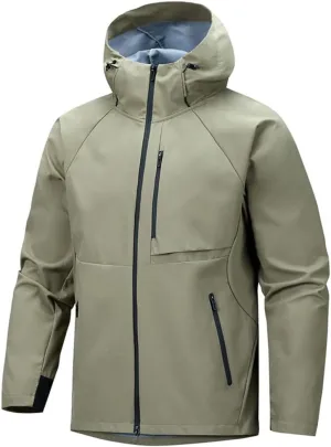 Pegsmio Men Spring Autumn Hooded Outdoor Jackets Coats Hiking Jogger Cargo Jackets Outwear Windbreaker