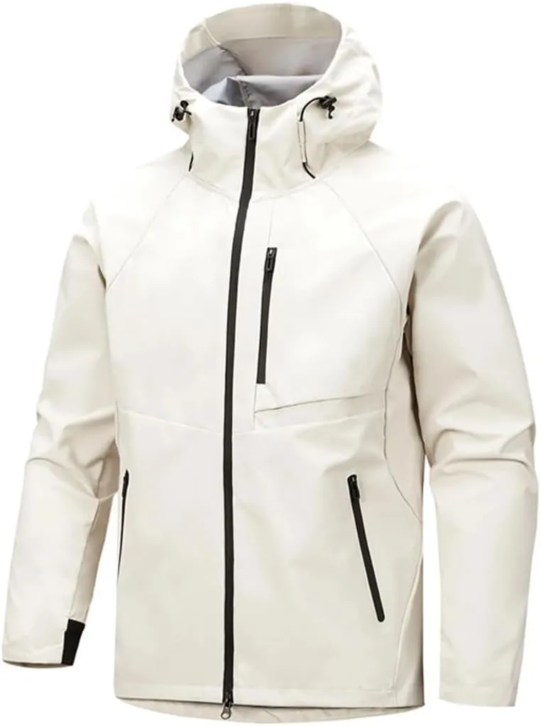 Pegsmio Men Spring Autumn Hooded Outdoor Jackets Coats Hiking Jogger Cargo Jackets Outwear Windbreaker