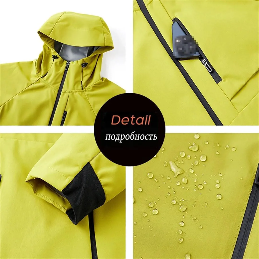Pegsmio Men Spring Autumn Hooded Outdoor Jackets Coats Hiking Jogger Cargo Jackets Outwear Windbreaker