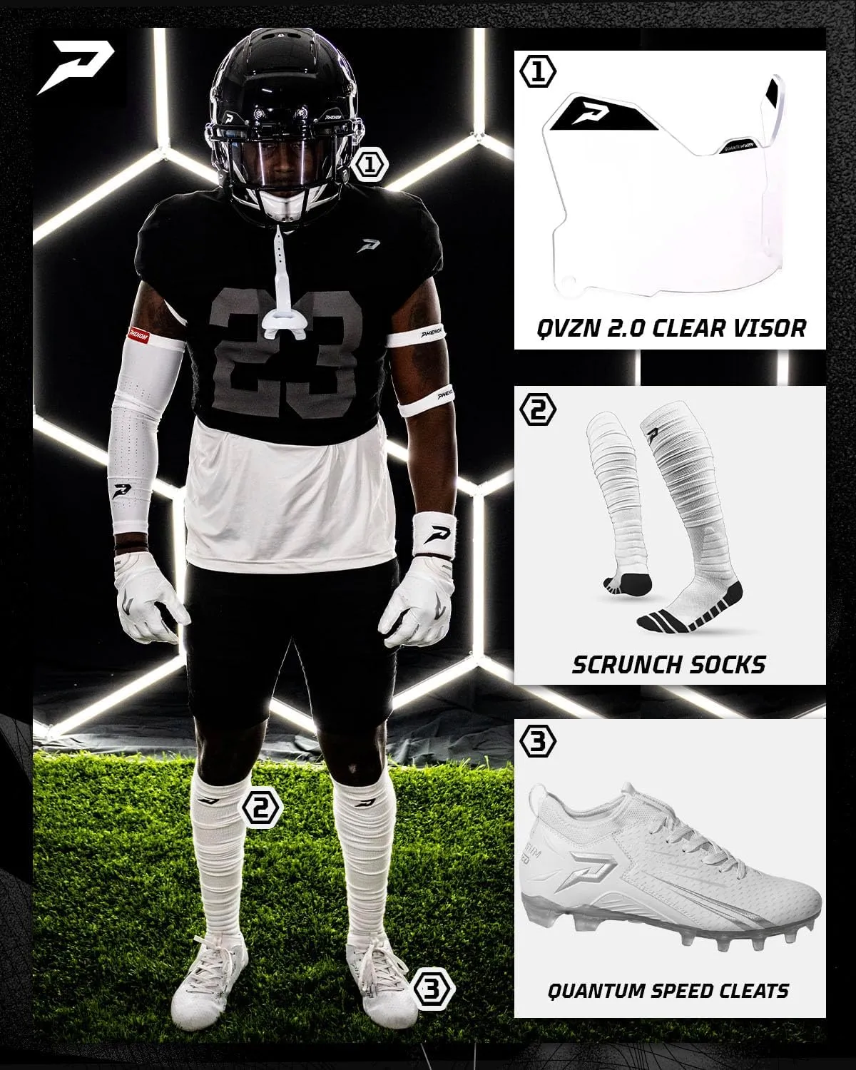 Phenom Elite Quantum Speed Football Cleats  Lightweight Speed Cleats for Men with Traction Plate  Performance Cleats for Football, Lacrosse & Rugby