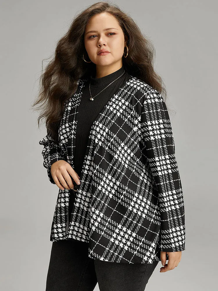 Plaid Belted Asymmetrical Hem Coat