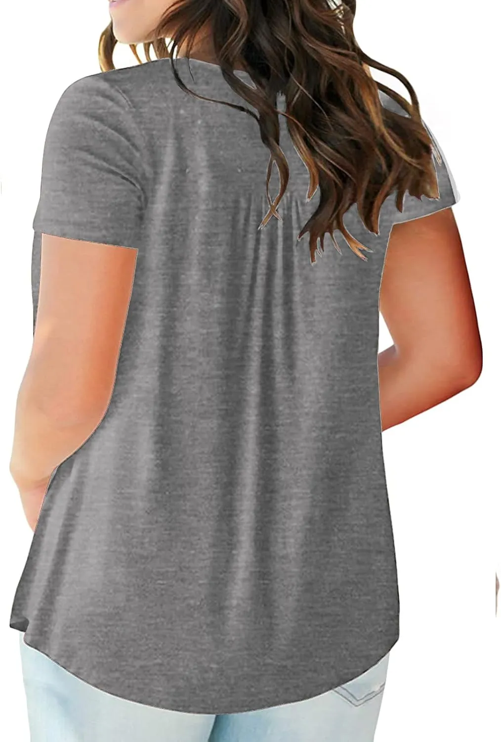 Plus-Size Tops for Women Summer Henley Shirts Flowy Tunics Tee