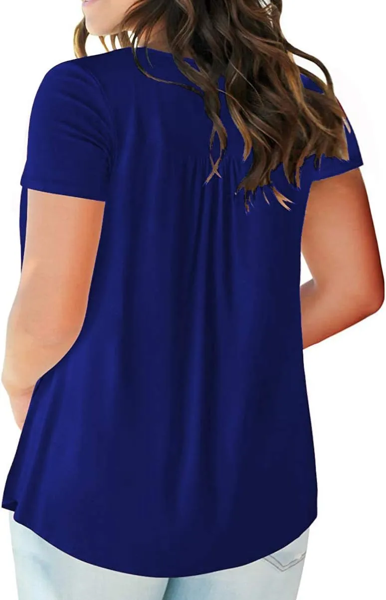 Plus-Size Tops for Women Summer Henley Shirts Flowy Tunics Tee