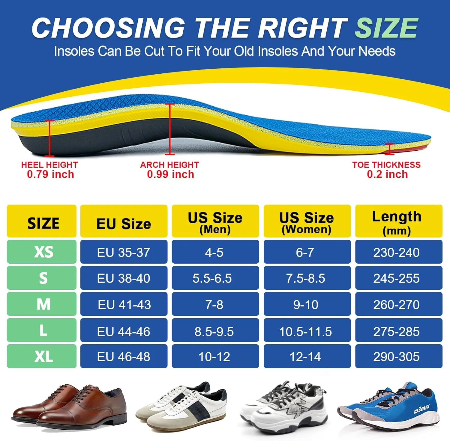 Professional Arch Support Sport Insoles for Women&Men,Plantar Fasciitis Running Shoe Inserts Shock Absorption Athletic Shoe Insoles for Flat Feet Pain Relief-Reduce Muscle Soreness Orthotic Insert S