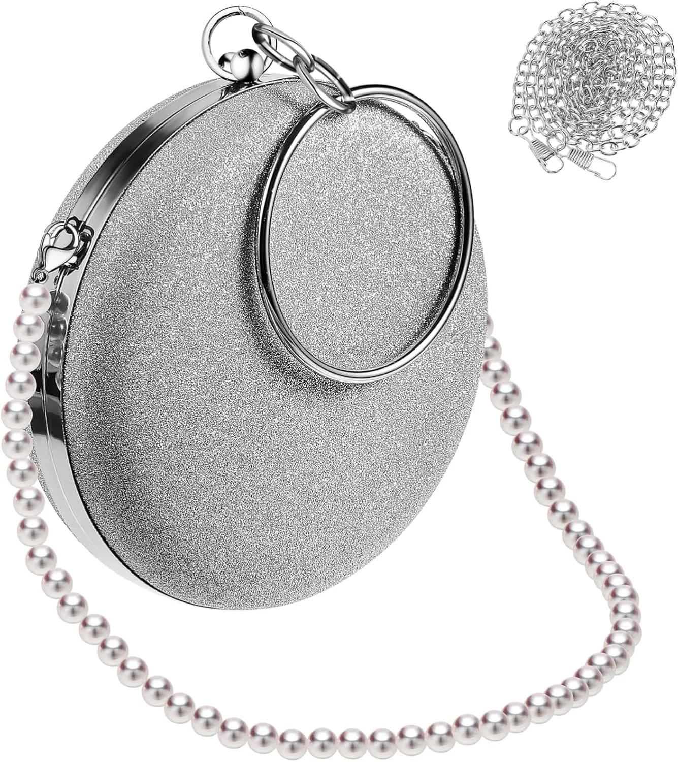 Prom Bags Evening Bag Set Bridal Clutch with Detachable Pearls Party and Wedding Purse