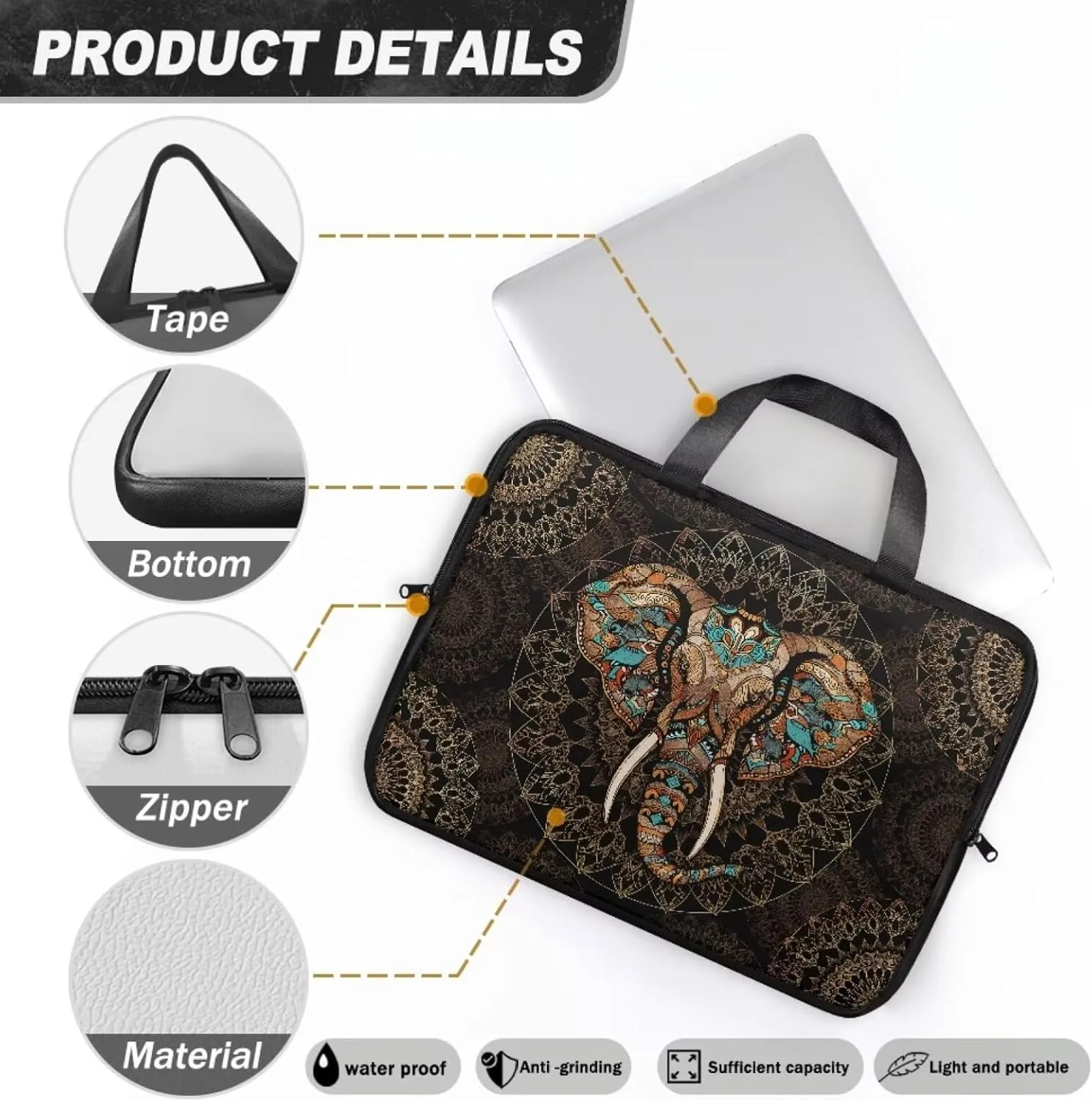 PU Leather Laptop Bag Sleeve, Computer Tablet Handbag Case Notebook Messenger Briefcase
