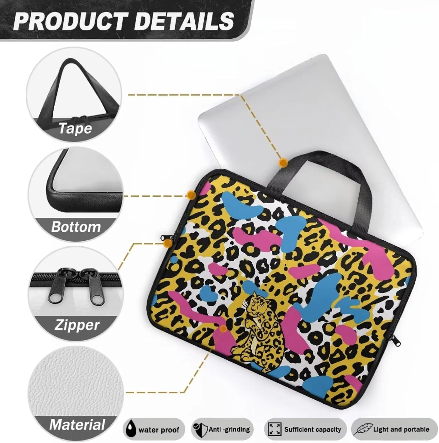 PU Leather Laptop Bag Sleeve, Computer Tablet Handbag Case Notebook Messenger Briefcase
