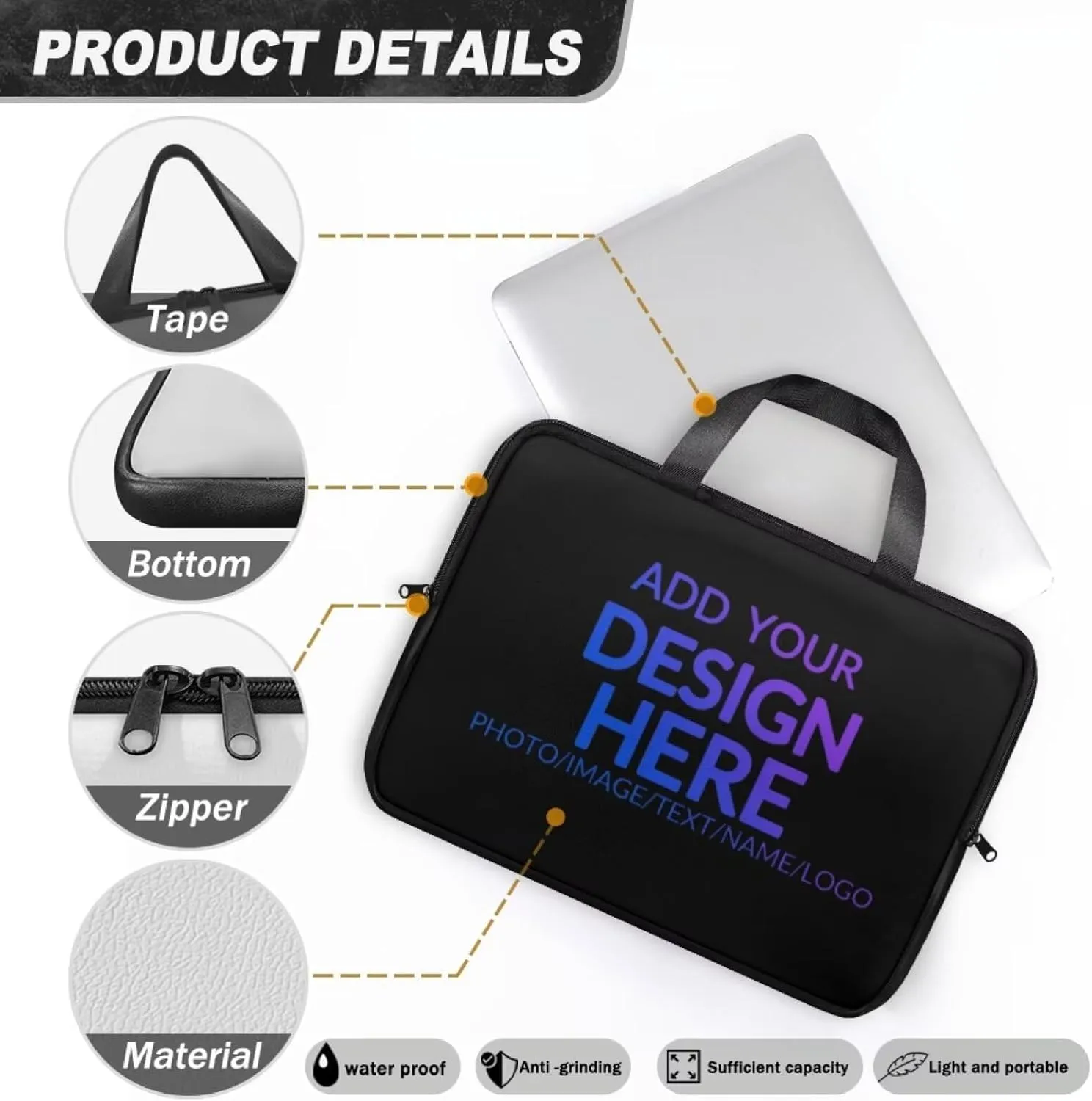 PU Leather Laptop Bag Sleeve, Computer Tablet Handbag Case Notebook Messenger Briefcase