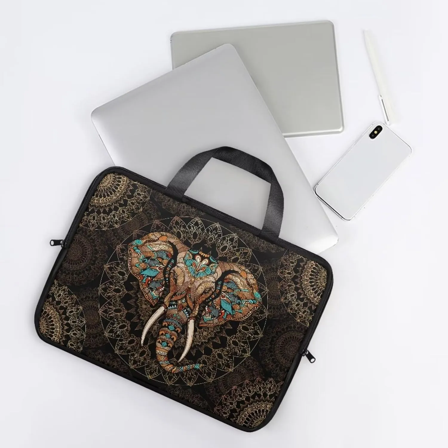 PU Leather Laptop Bag Sleeve, Computer Tablet Handbag Case Notebook Messenger Briefcase