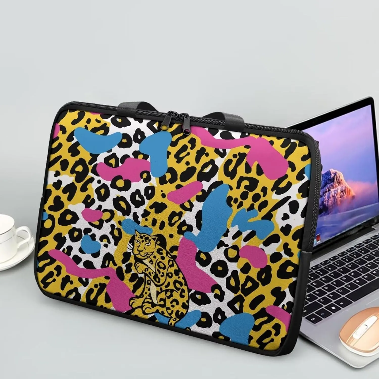 PU Leather Laptop Bag Sleeve, Computer Tablet Handbag Case Notebook Messenger Briefcase