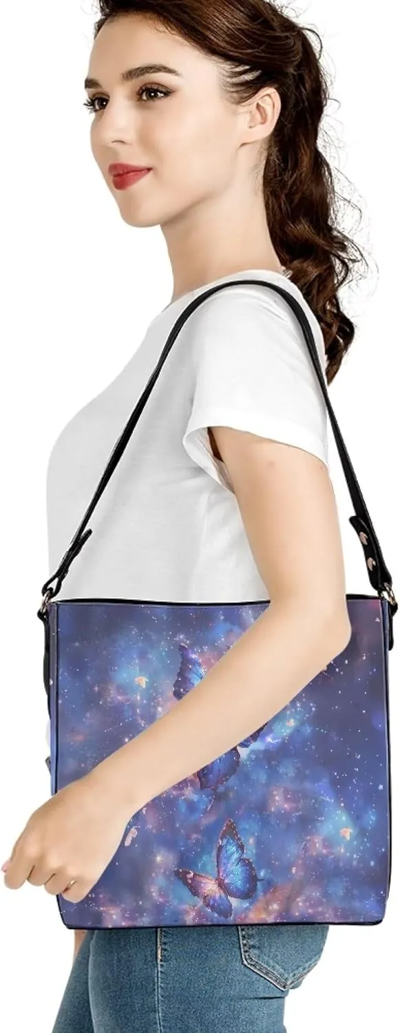 PU Leather Tote Bucket Bags Purse Women's Large Designer Shoulder Handbags for Work Travel Beach or Daily Use