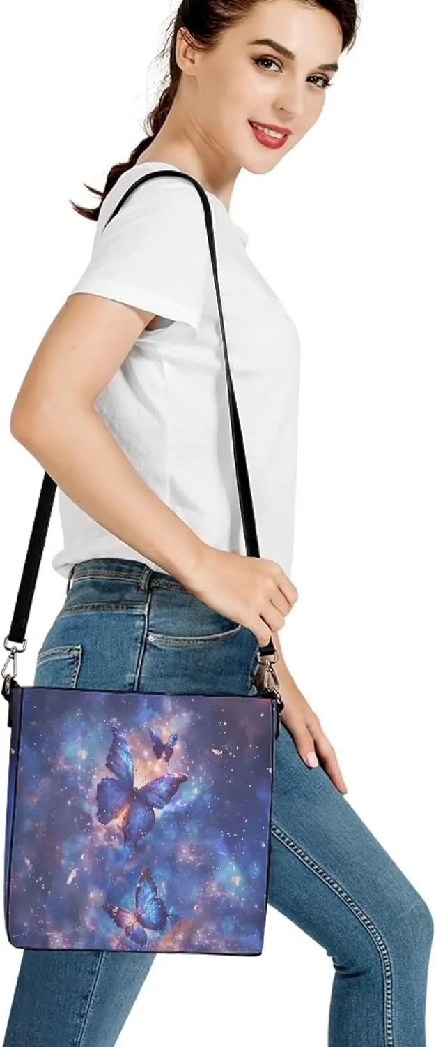 PU Leather Tote Bucket Bags Purse Women's Large Designer Shoulder Handbags for Work Travel Beach or Daily Use