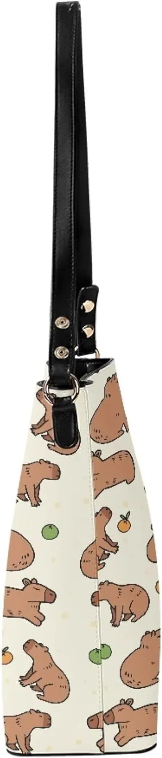 PU Leather Tote Bucket Bags Purse Women's Large Designer Shoulder Handbags for Work Travel Beach or Daily Use