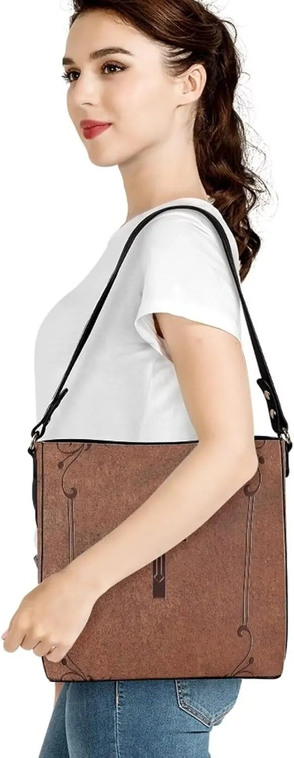 PU Leather Tote Bucket Bags Purse Women's Large Designer Shoulder Handbags for Work Travel Beach or Daily Use