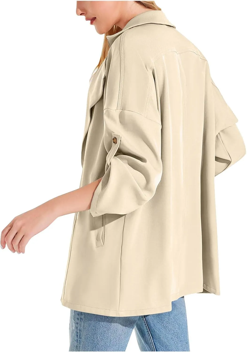 Puffer Jacket Womens Plus Size Button Thin Winter Coat Casual Cardigan Long Sleeve Trench Jackets with Pockets