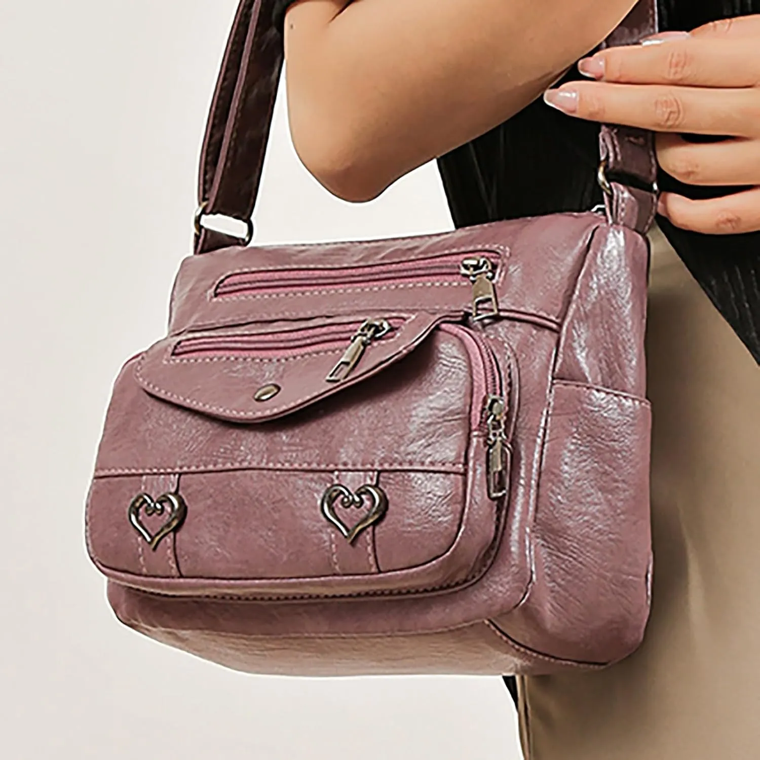 Puffy Crossbody Bags for Women Cute Hobo Tote Handbags Mini Clutch Purses with Zipper Closure Fashion Beach Bag(Purple)