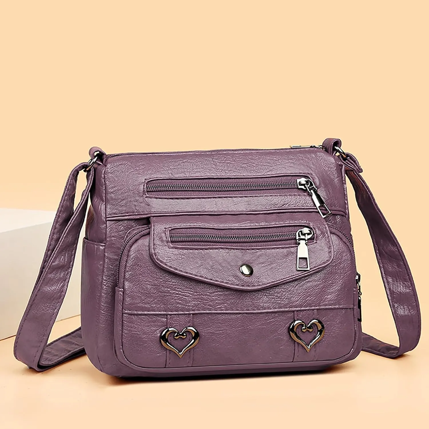 Puffy Crossbody Bags for Women Cute Hobo Tote Handbags Mini Clutch Purses with Zipper Closure Fashion Beach Bag(Purple)