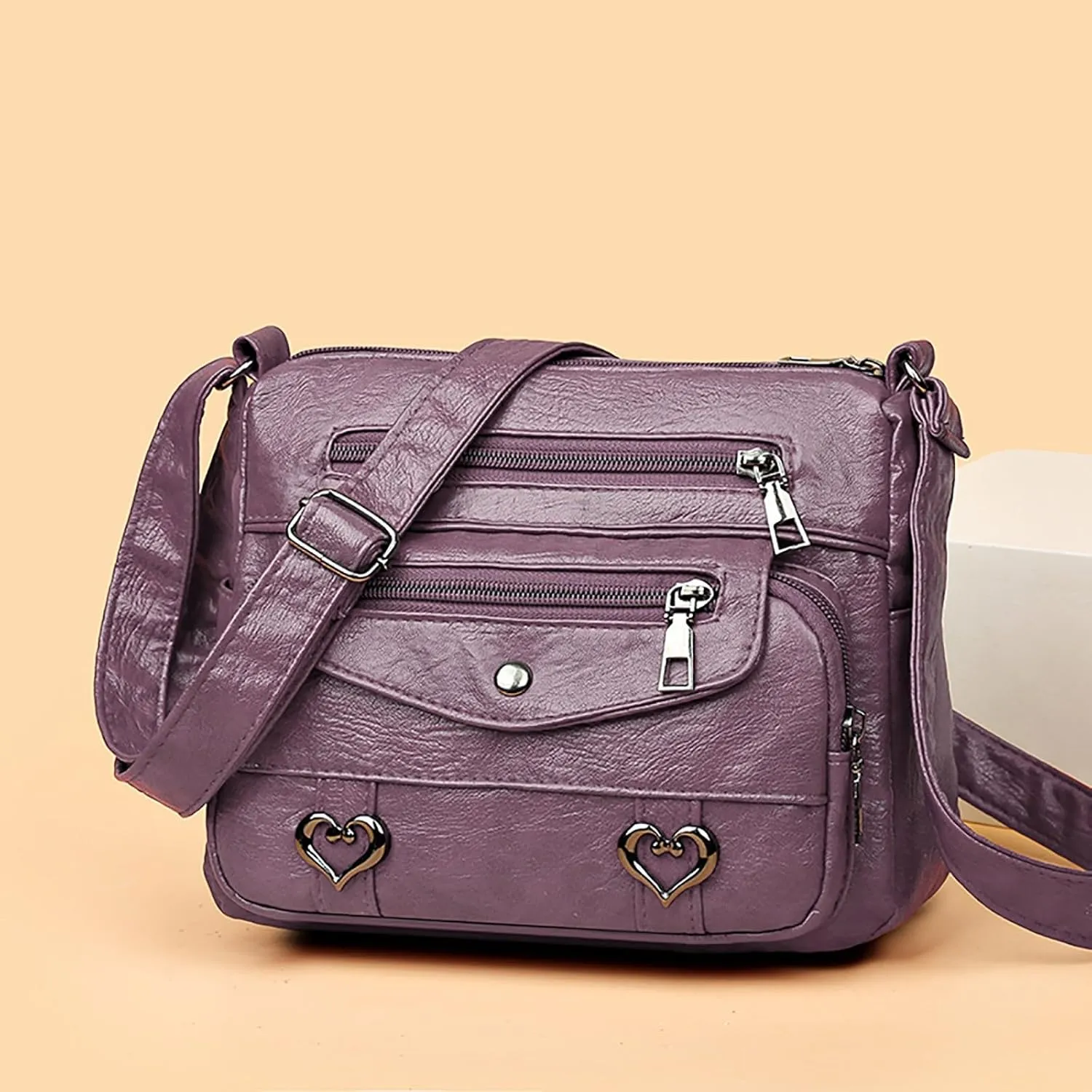 Puffy Crossbody Bags for Women Cute Hobo Tote Handbags Mini Clutch Purses with Zipper Closure Fashion Beach Bag(Purple)