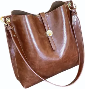 Purse Satchel Bags for Women Vintage Shoulder Handbags Top Handle Satchel Tote Bags (Brown)
