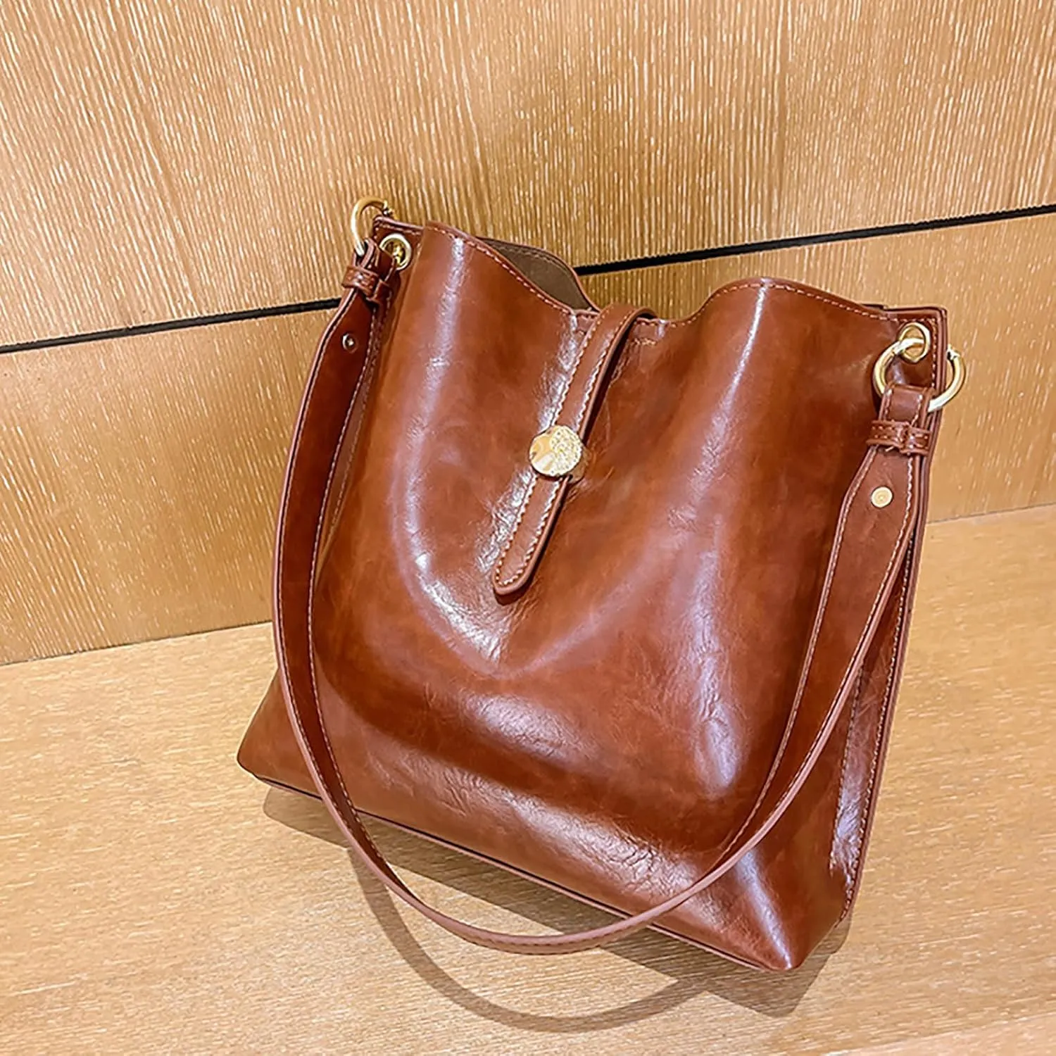 Purse Satchel Bags for Women Vintage Shoulder Handbags Top Handle Satchel Tote Bags (Brown)