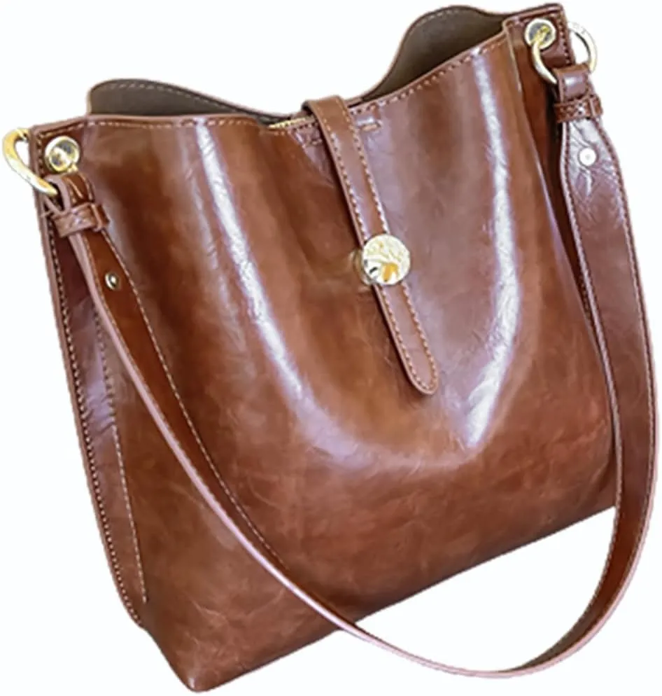 Purse Satchel Bags for Women Vintage Shoulder Handbags Top Handle Satchel Tote Bags (Brown)