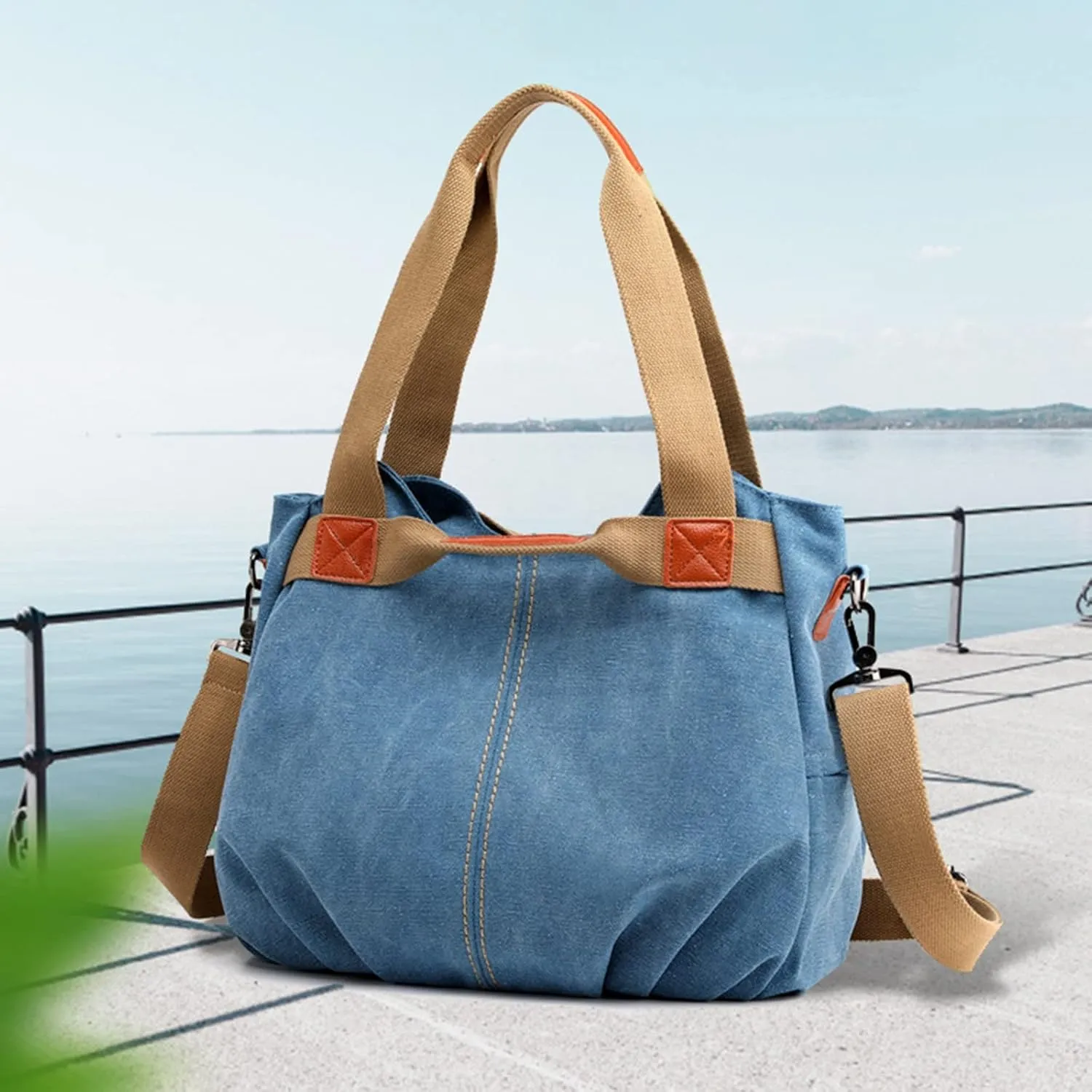Purses for Women Crossbody Anti Theft Beach Tote Shoulder Bags for Summer Vacation Trendy Clutch Saddle Bag(Sky Blue)