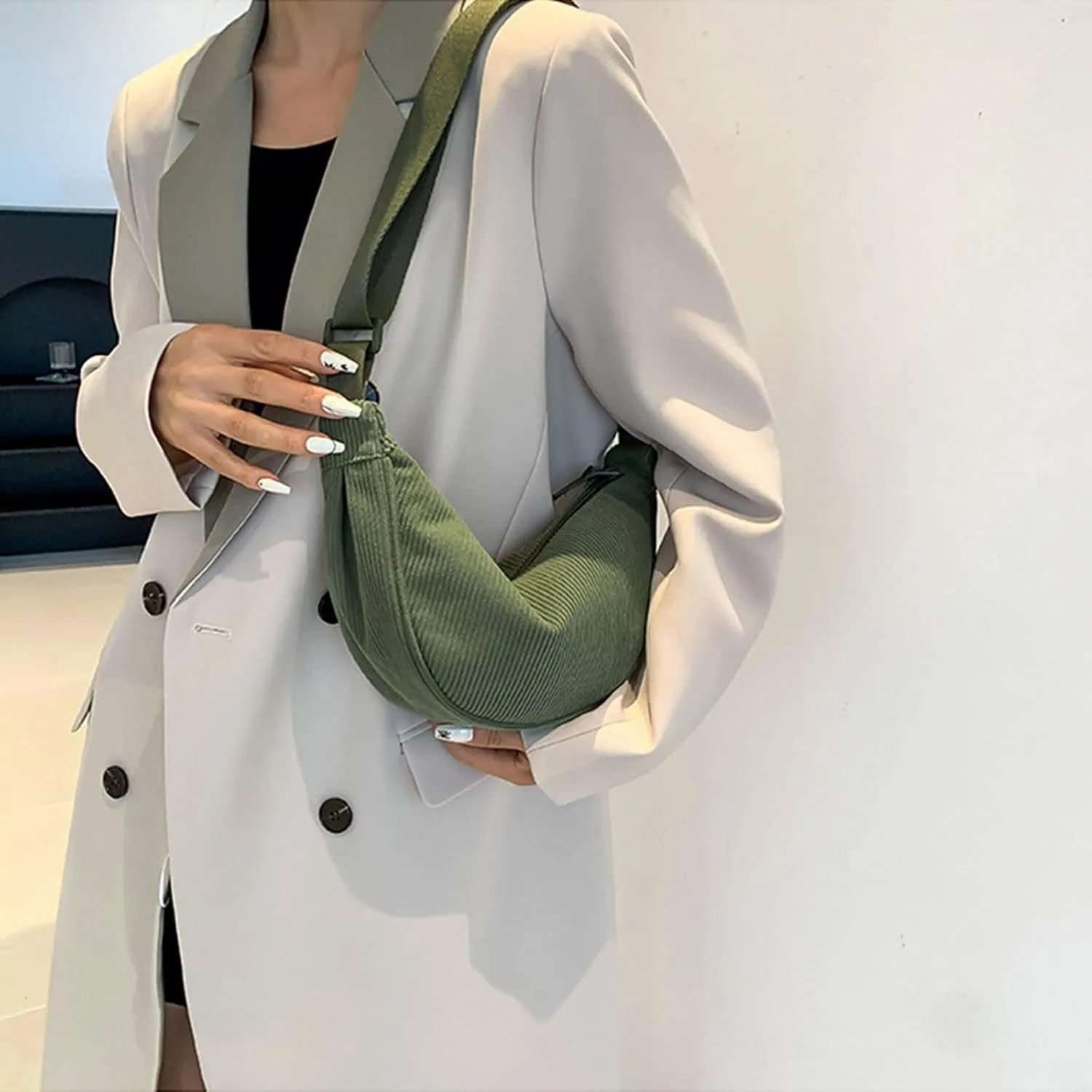 Purses for Women Crossbody Anti Theft Fashion Canvas Hippie Crossbody Bags Carry on Bag for Airplanes Women(Green)