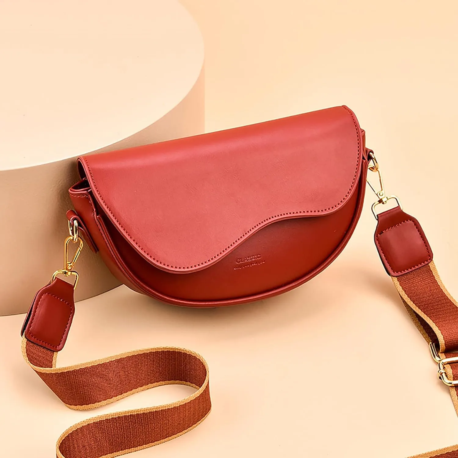 Purses for Women Crossbody Anti Theft Fashion Cotton Canvas Handbags Tote Purses Multi Compartment Purse(Red)