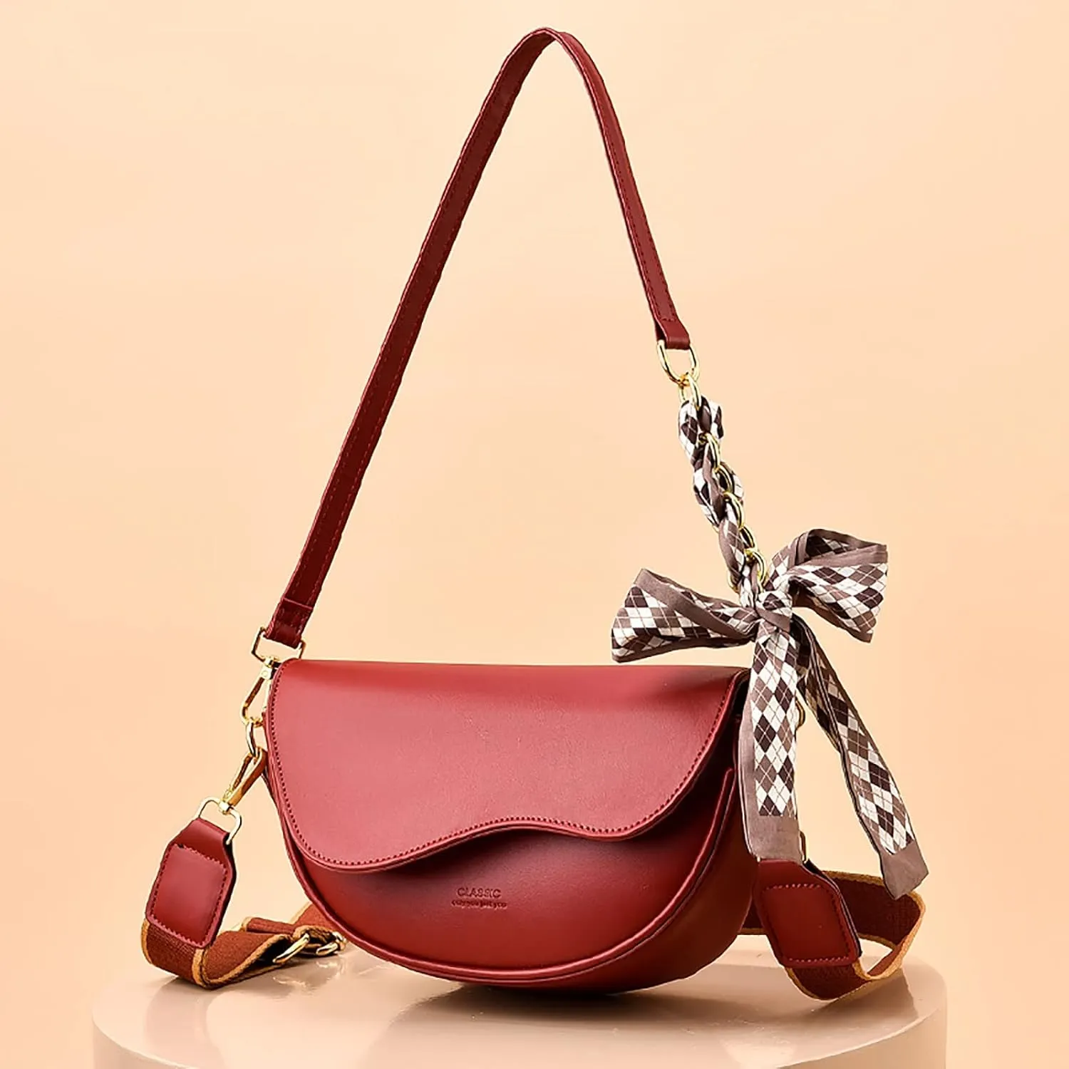 Purses for Women Crossbody Anti Theft Fashion Cotton Canvas Handbags Tote Purses Multi Compartment Purse(Red)